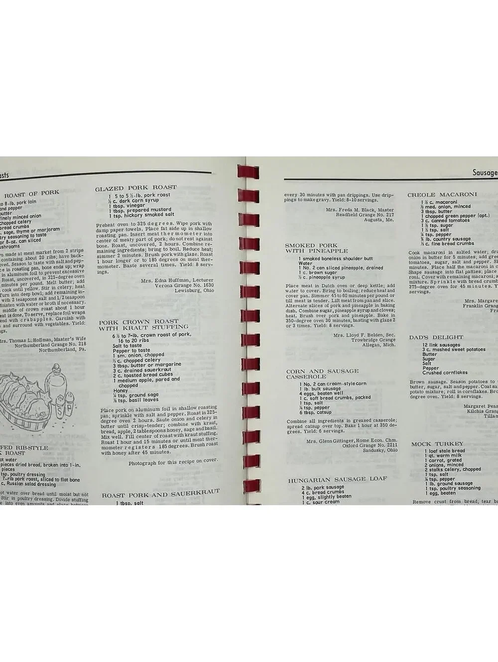 Vintage 1968 Grange Cookbook: Meats, Seafood, Local Recipes